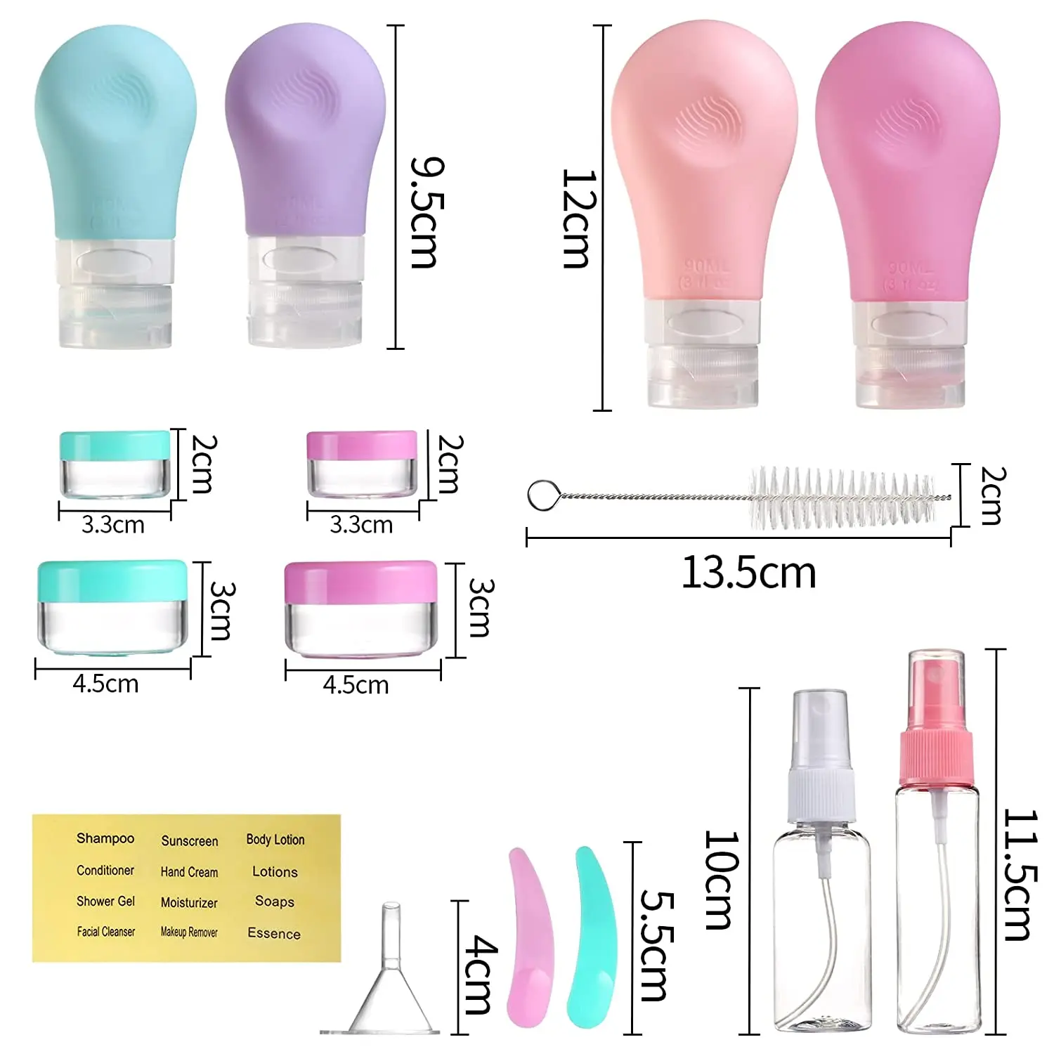 16 Pack TSA Travel Bottle Kit ,Leak Proof Makeup Container Travel Bottles ,Bathroom Accessory Set Travel Toiletry Pouch Bottle