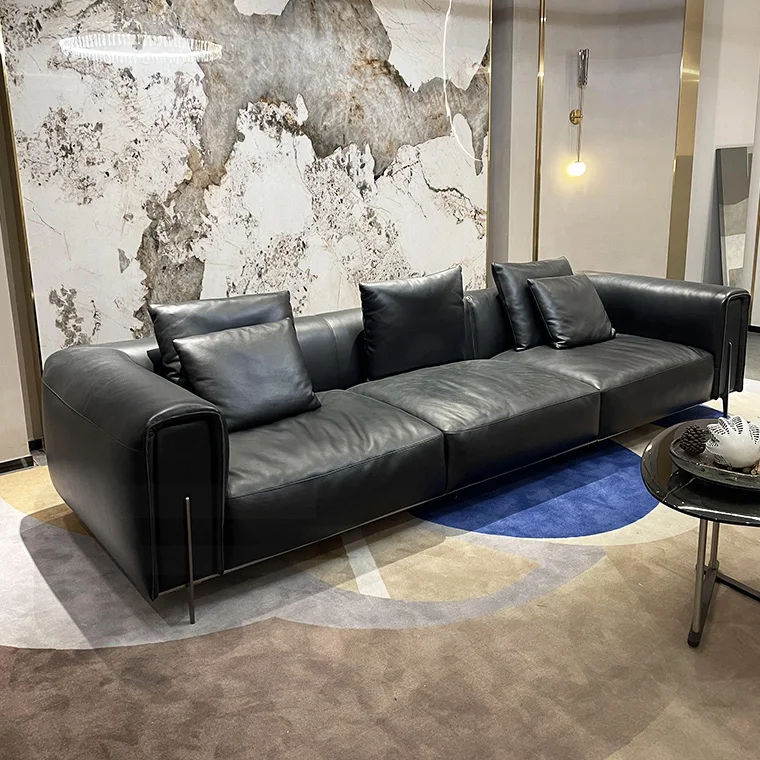 OEM/ODM Brown Chesterfield Sofa Set Furniture Leather Living Room Sofa Set Genuine Leather Sofa