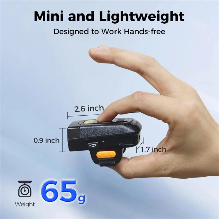 Promotion 2D finger barcode scanner match with wearable tablets BT wireless QR code finger scanner