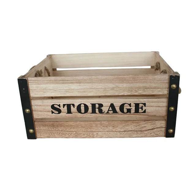 Wholesale storage bins wooden baskets with hand packing gift craft Product toy storage box vegetable fruit shipping crate