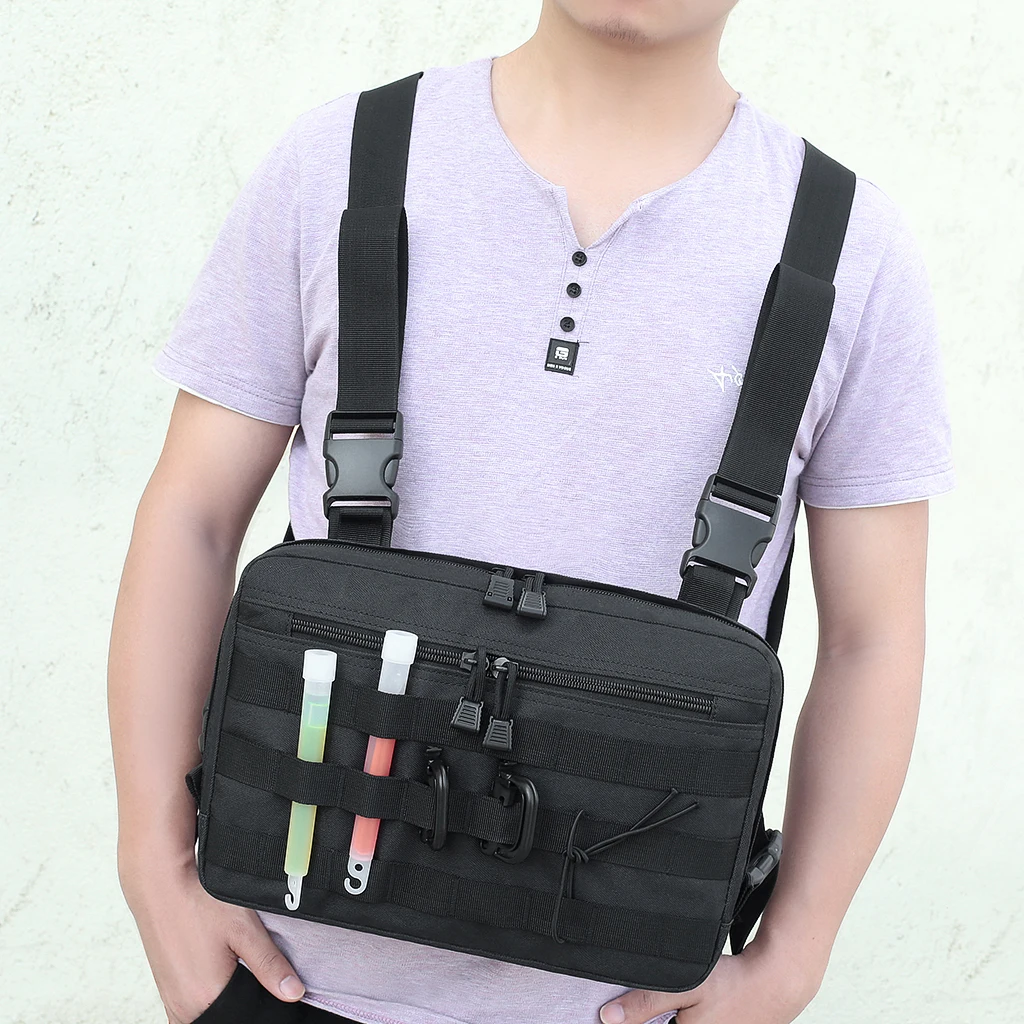 New men multifunctional chest tactical bag anti theft street bag hip hop bungee bag