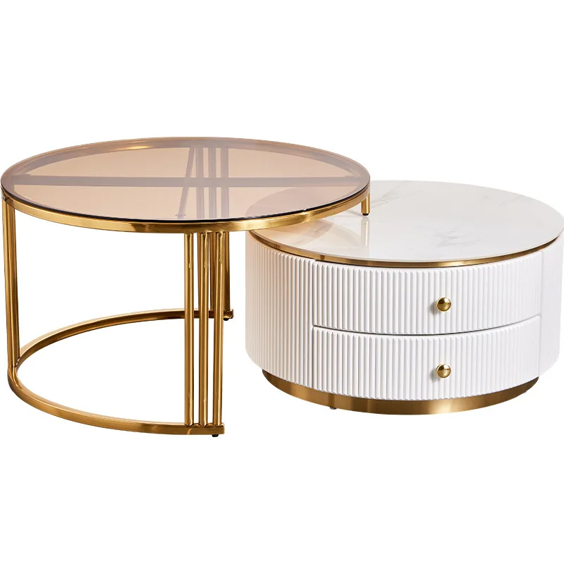 Hot Sale Luxury Modern Design TV Stand and Coffee Table Set Wood Panel Home Furniture for Living Room MDF Material
