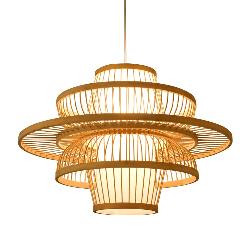 Handmade Rattan Shade Chandelier Lighting Natural Hotel Island Resort Restaurant Bar Home Decor Bamboo Pendant Lighting