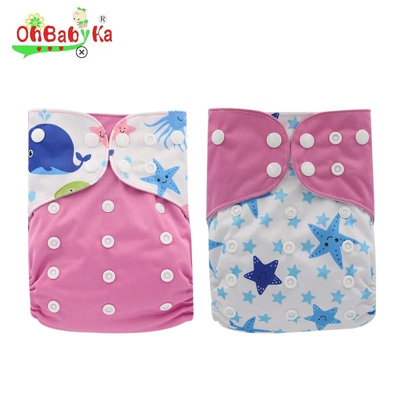Ohbabyka Baby Washable Reusable Cloth Diaper nappy breathable Adjustable Snap Pocket Cloth Diapers