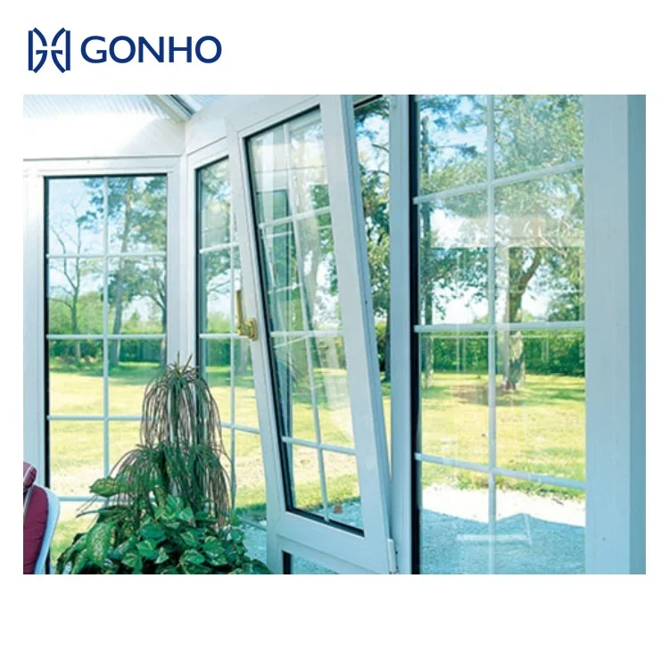 GONHO Hot Sale Aluminum Tilt and Turn Window Glass Window Double Glazed Thermal Break Waterproof Window With Grid