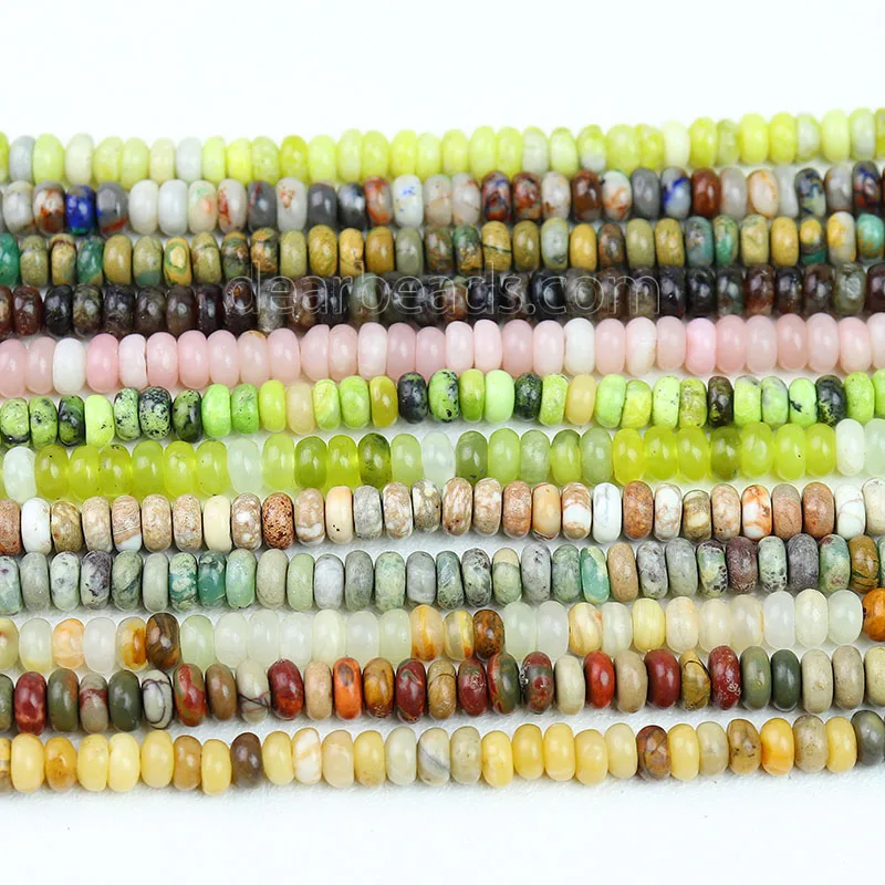 Natural Rondelle Shape Gemstone Loose Beads, Heishi Genuine Stone Rondel Bead For Jewelry Making 2x4mm