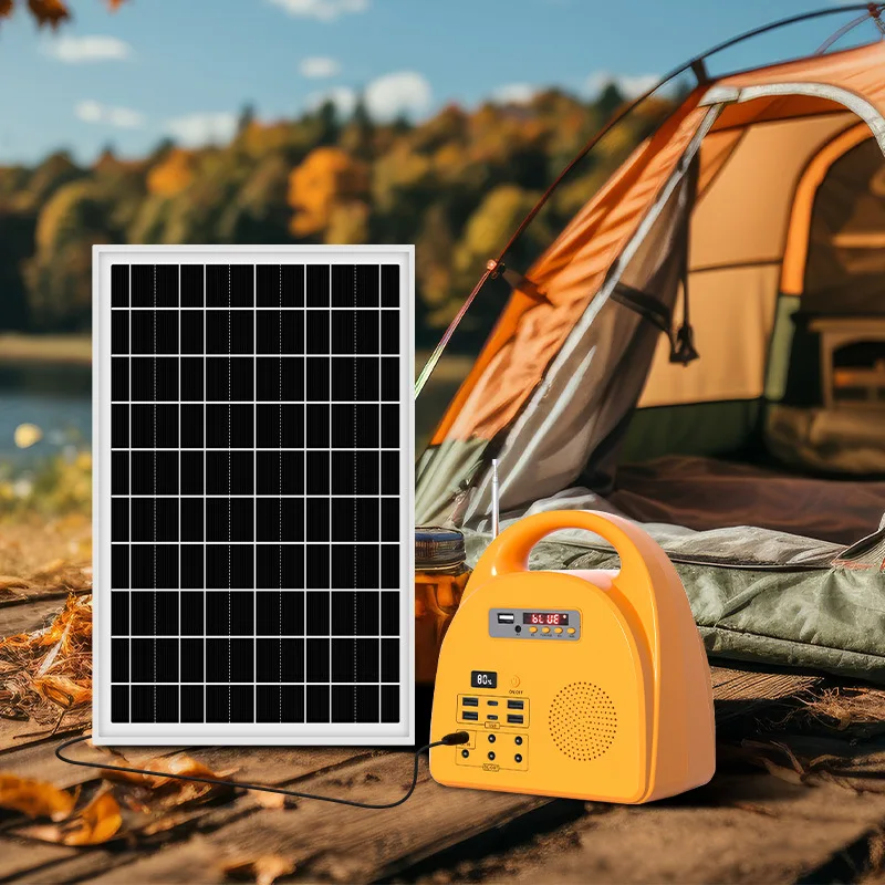 Portable Energy Station Generator with Solar Panel Bulb Mp3 Radio Rechargeable Power Station for Outdoor Travel and Camping