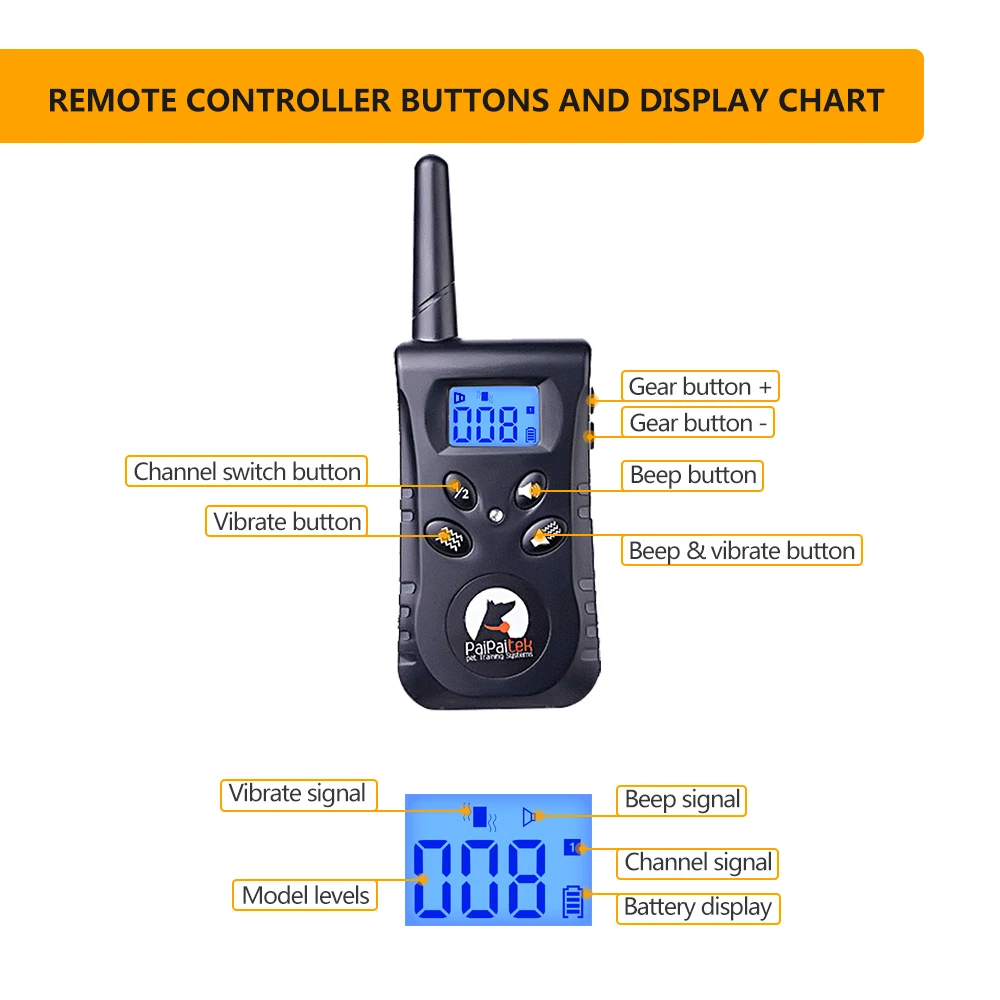 
Humane PaiPaitek No Shock Beep Vibration Pet Training Dog Collar Vibration Collar training dog 