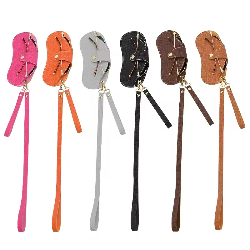 Brands Leather Eyeglasses Case Slim Sunglasses Pouch Glasses Organizer Soft Eyeglass Holder Bag With Wrist And Neck Lanyard