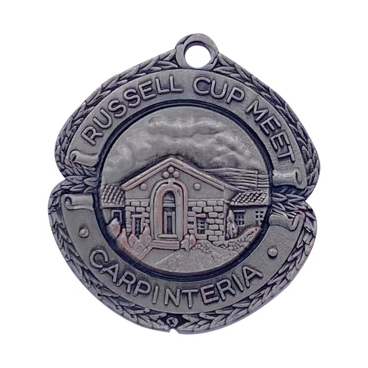 metal medal with ribbon