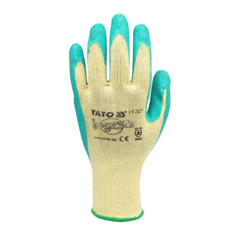 YATO YT-7471 Latex Safety Work Guante Coated Cotton PE Gloves China Anti Cutting Wear-Resisting Elastic Guantes