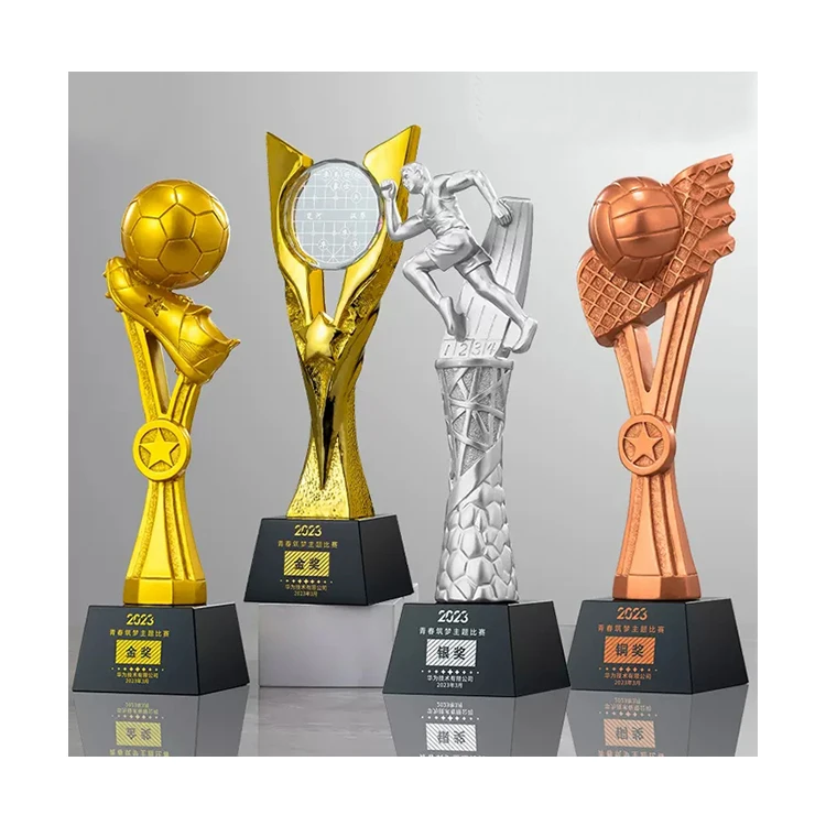 Customized World Sport Cup Gold Polyn Volleyball Basketball Metal Award Resin Football Trophies