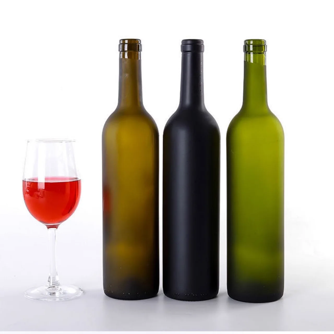Factory High Quality Empty 750 ML Colored Round Liquor Bottle Glass Wine Bottle Wholesale
