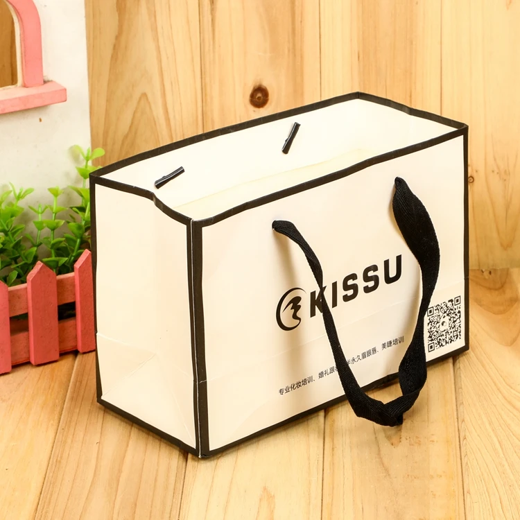 custom logo luxury white ivory card board art paper bag cardboard paper gift bag with handles