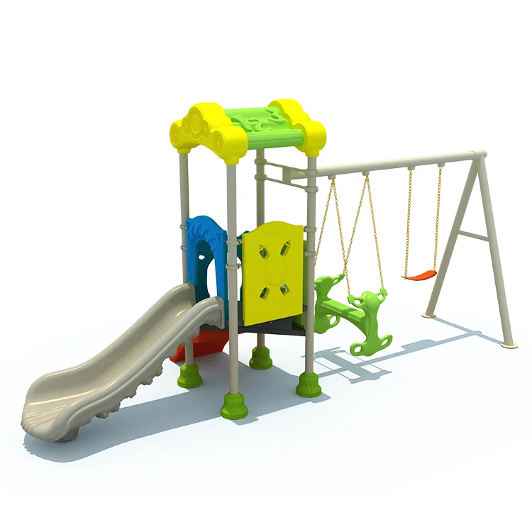 Qiao Qiao homemade galvanized metal plastic slide Kids outdoor playground with swing for sale