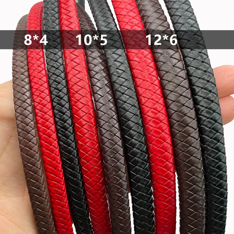 8mm 10mm Flat Braided Leather Cords 12mm
