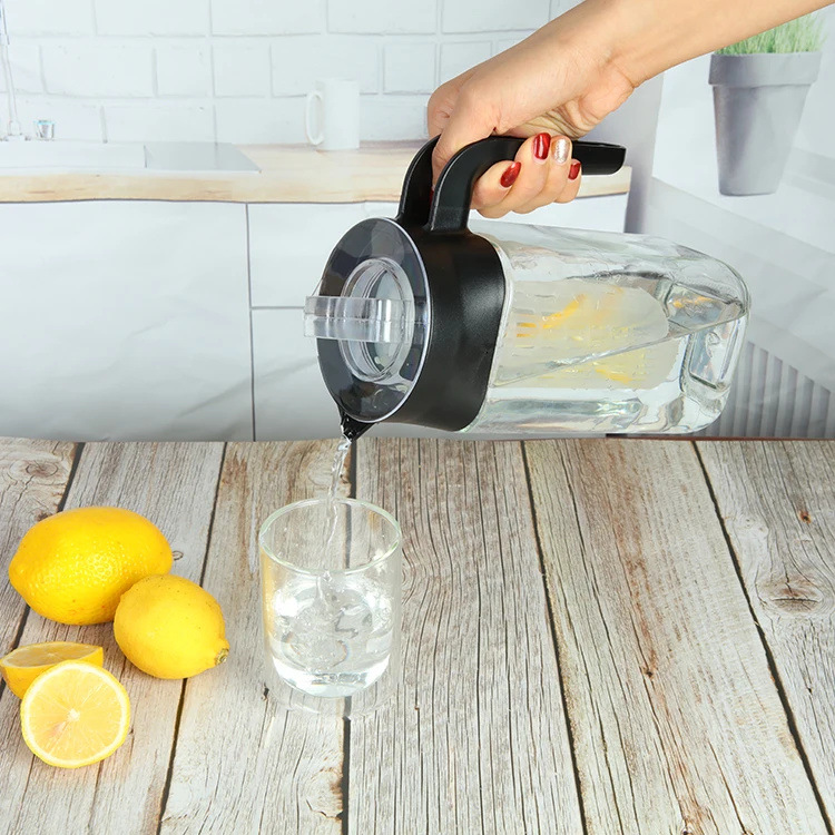 sale manufacturing BPA free square clear glass cold fruit infusion jug water pitcher carafe with handle