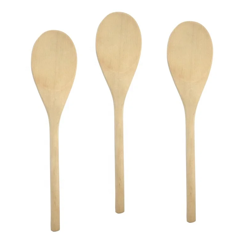 Wooden Spoon 25cm 10inch Kitchen Utensil Gadget Cooking Stirring Mixing Spoon Flat Handle Natural Material