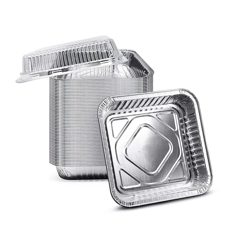 Square Aluminum Plates Disposable Food Kitchen Use Aluminum Foil Pans with Cover RE230