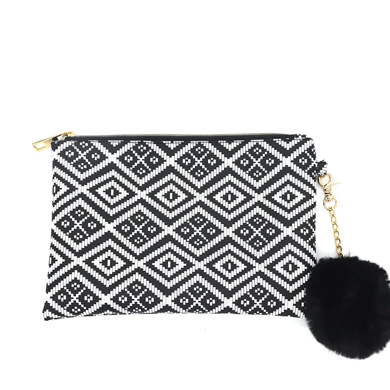 Hot sales Women Western Style Color Woven Cosmetic Bags Travel Makeup