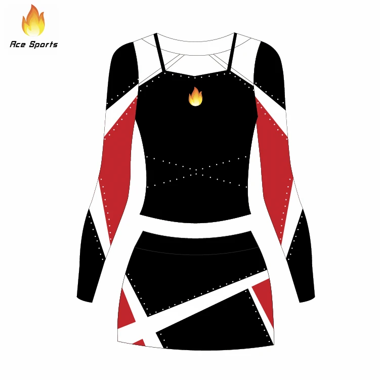 Ace Sports Hot Sale New Design Cheerleading Uniforms Free Design Cheer Outfits With Rhinestone Girls Performance Wear