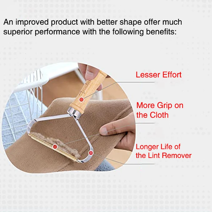 Portable Lint Ball Remover Clothes Free Fluff Removing Roller Fuzz Fabric Shaver Reusable Wood Manual Lint Roller