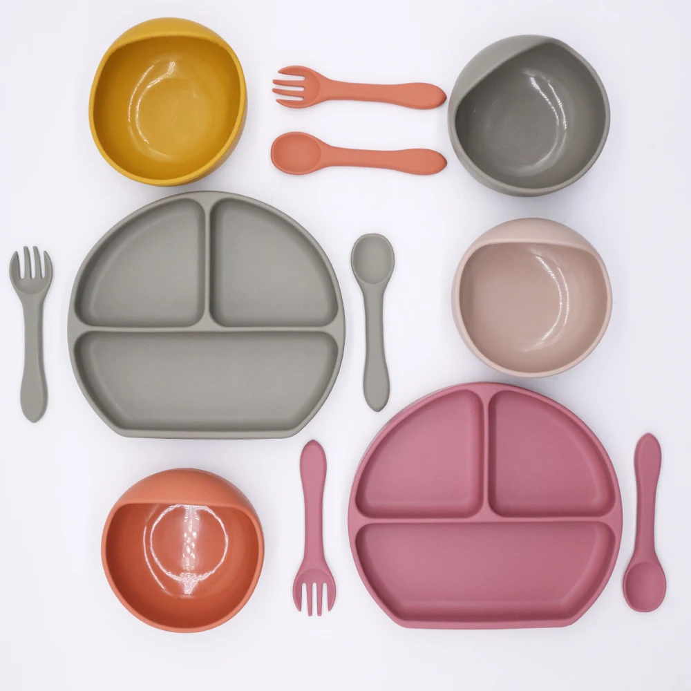 NCYLIFE New Divider Suction Baby Silicone Plate for Kids Toddler  feeding Weaning Bpa Free