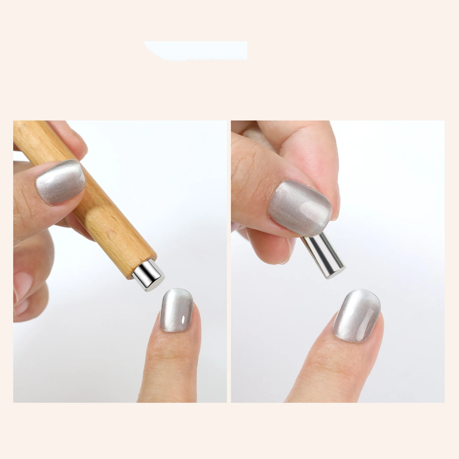 Nail magnet Small wand Wooden pole double head magnetic rod Cat eye wide light Rolling pin magnet anti-fall nail tool
