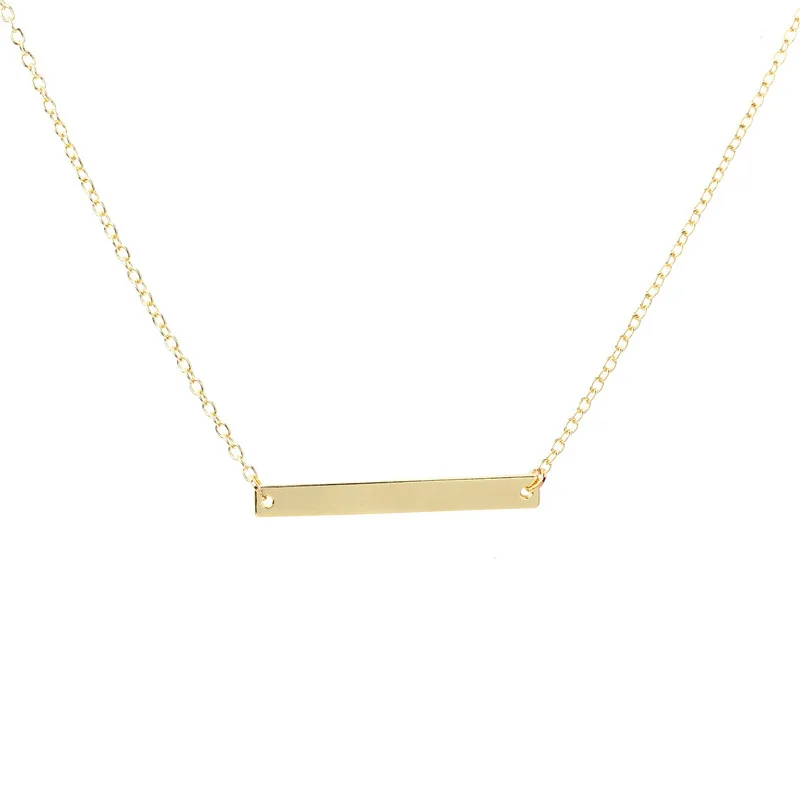 Minimalist 925 Sterling Silver Gold Plated Bar Necklace Women Gold Jewelry