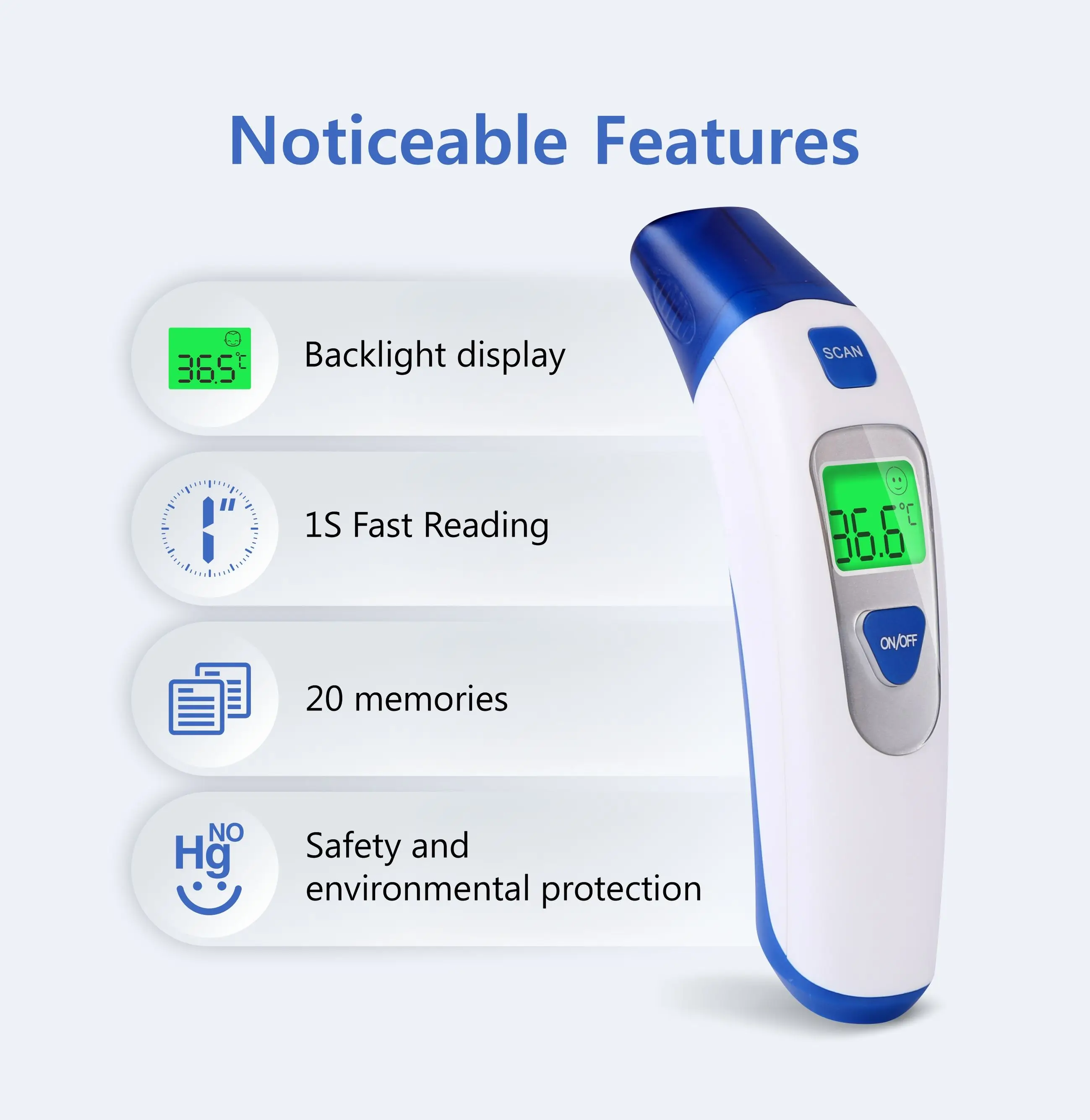 UniverHealth multiple use smart IR digital forehead infrared Non Contact Digital Thermometer Adults Baby Kids With Backlit LCD