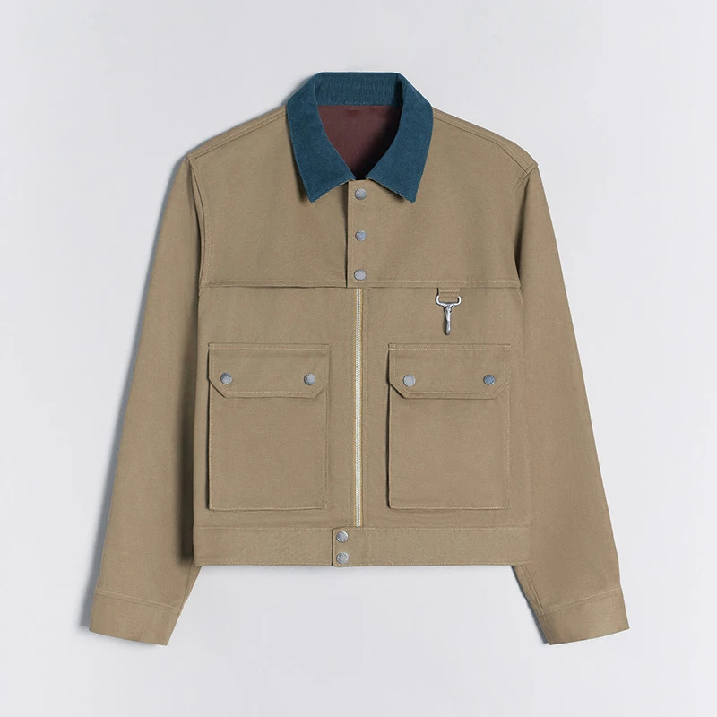 custom men tactical work patchwork workwear corduroy worker man twill embroidered jean  duck canvas jacket with patch