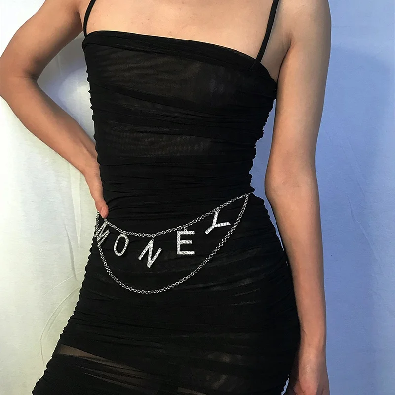 Женская цепочка на талию, универсальная цепочка с подвеской в виде букв с бриллиантами, 2022