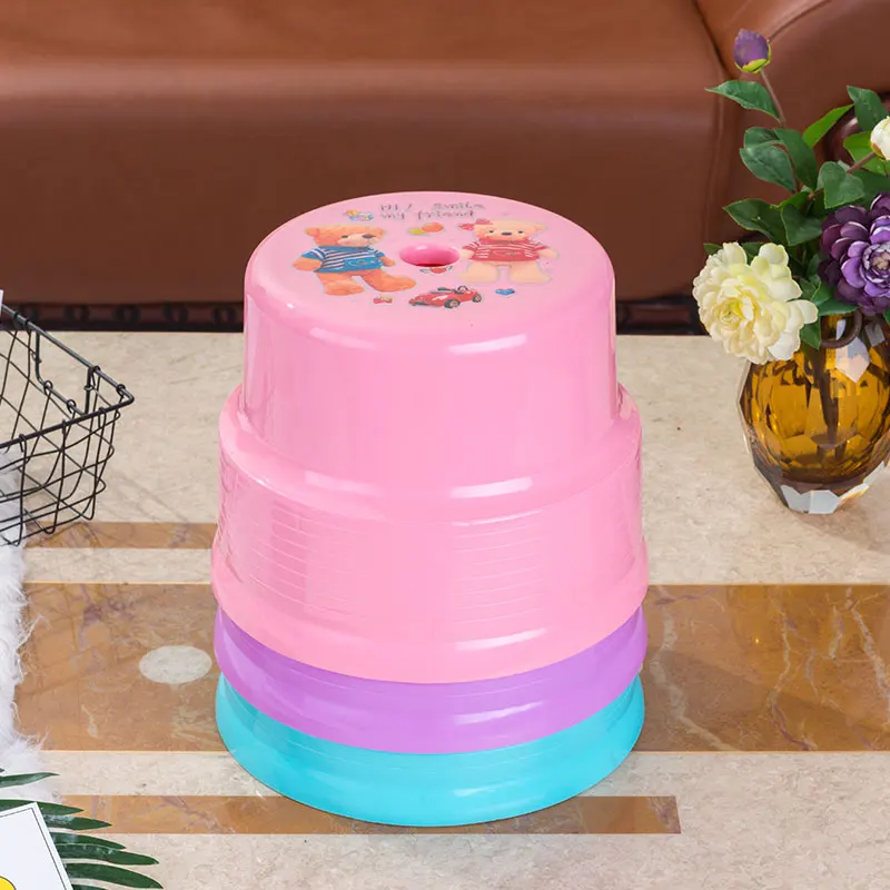 Wholesale Small Portable Round Kids Plastic Chair For Living Room Foot Stool