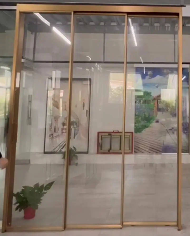 Slim frame glass door interior aluminium sliding door patio soft closing telescopic sliding door