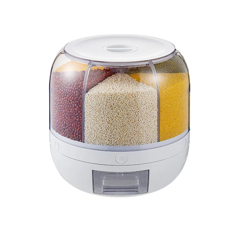 kitchen Dry Food beans bins saklama Rice despenser bucket rotating besin storage box round grain container Cereal Dispenser