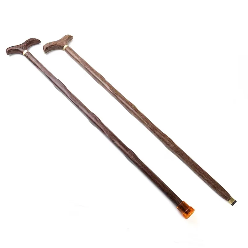 Wenge Wood Non-slip T-shaped Handle Sturdy 87cm Wooden Walking Stick