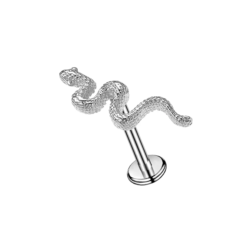 Copper Alloy 16g Body Piercing Jewellery Internally Thread Snake ear cartilage helix Labret Lip Ring