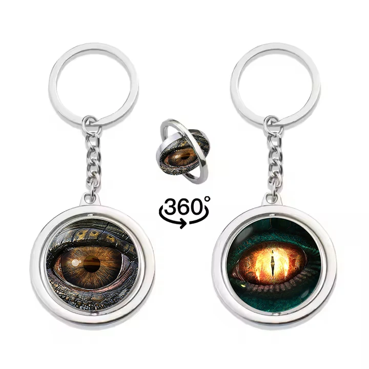 Luminoud Eyes of the Demon Dragon Keychain Evil eyes Jewelry Funny Rotating  Animal Eye Key Chain Student Gifts