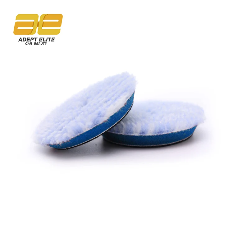 5 inch Light Blue Color 100% Wool Material Auto Polishing Buffing Wool Pads For Car Detailing