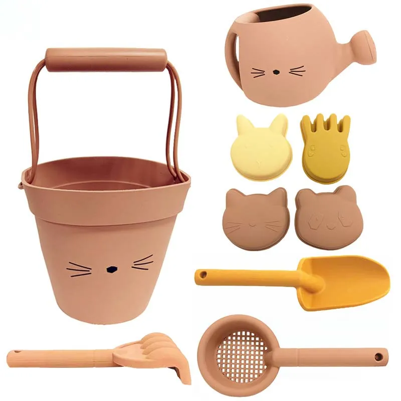 Bpa Free Beach Sand Bucket Outdoor Toys Eco Friendly Funny Silicone Beach Sand Toy Set For Baby Beach