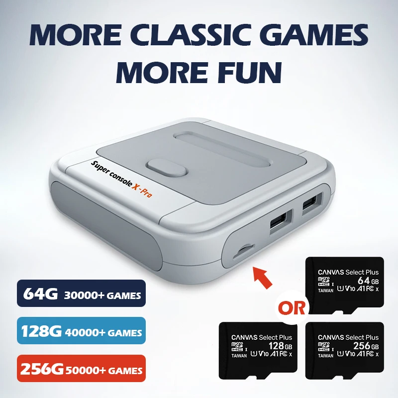 4K Mini Video Game Console With 50000 Retro Games Super X Pro For PSP/PS1/N64 Dual System TV Player 2