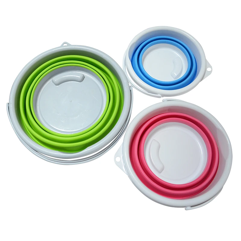 New arrival Round Portable Household 10L Foldable collapsible folding water Silicone buckets for cleaning washing