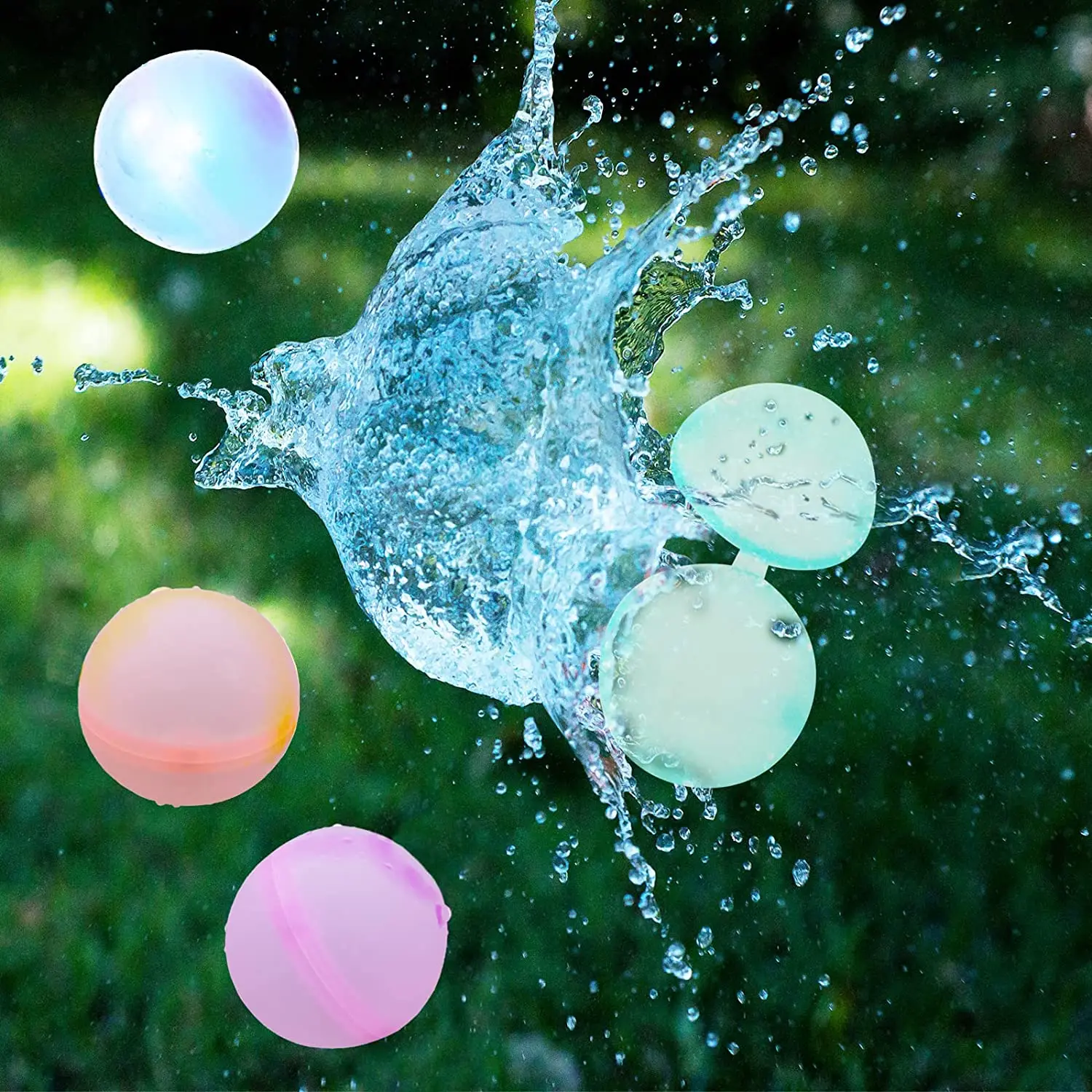 Reusable Water Balloons Self Sealing Quick Fill Environmental Silicone and Magnets Refillable Water Bomb Ball for kids