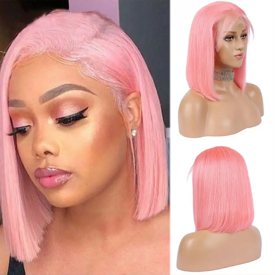 Cheap Blue Colored Short Bob Wigs Human Hair Lace Front Full Lace Human Hair Wigs transparent Brazilian Hair Hd Lace Frontal Wig