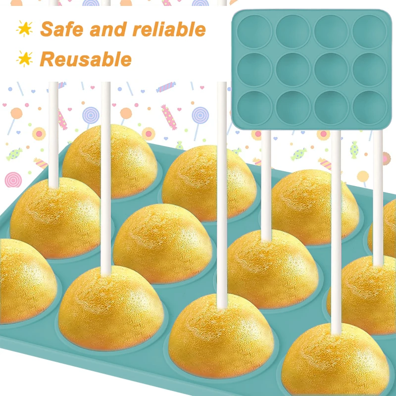 DIY Home Chocolate BonBon Kids Favorite Mold Lollipop Stick Candy Making Tray Rice Ball Ice Burger Spherical 3D Lollipop Mold