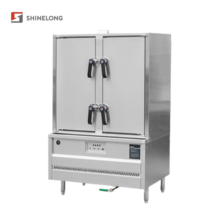 Commercial Gas Steam Cabinet Butterfly Open Two Door Sea Food Steamer Machine