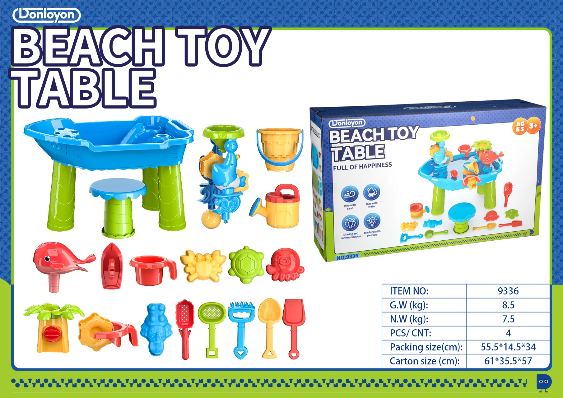 Hot sale High Quality Plastic Summer Beach Outdoor Toy Bucket Tool Set Play Sand Game Sand Beach Table Set Toys