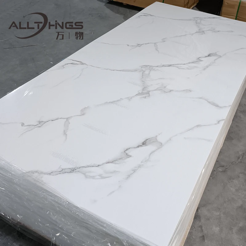Высокоглянцевое УФ покрытие Водонепроницаемая Мраморная Панель индивидуальный дизайн гостиная кухня Лидер продаж 1220*2440 мраморный лист