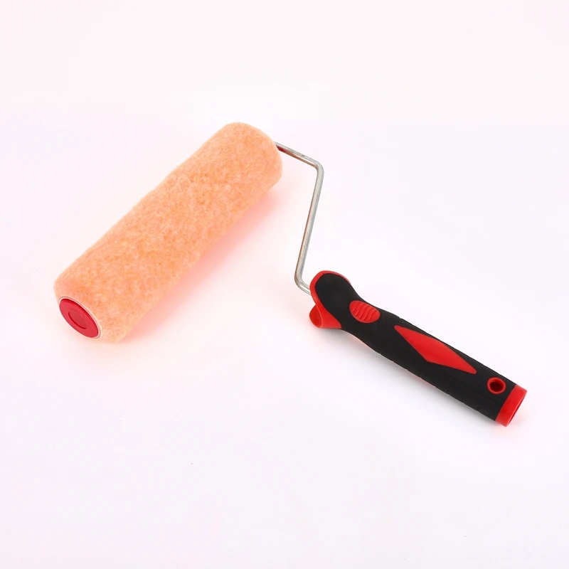 9 Inch Brush For Wall Repair Roller Paint Pink Cover Quickly Removes Red And Black Rubber Handle Roller Brush