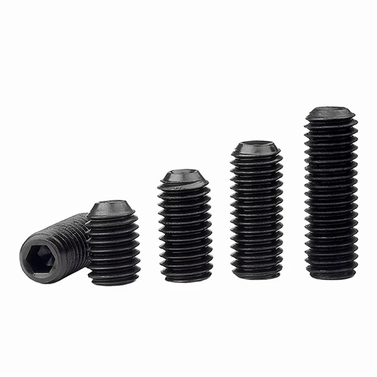 M2 M3 M4 M5 M6 M8 M10 M12 M14 M16 DIN916 12.9 Grade Fine Thread Black Oxide Hex Socket Grub Screws Set Screws with Cup Point